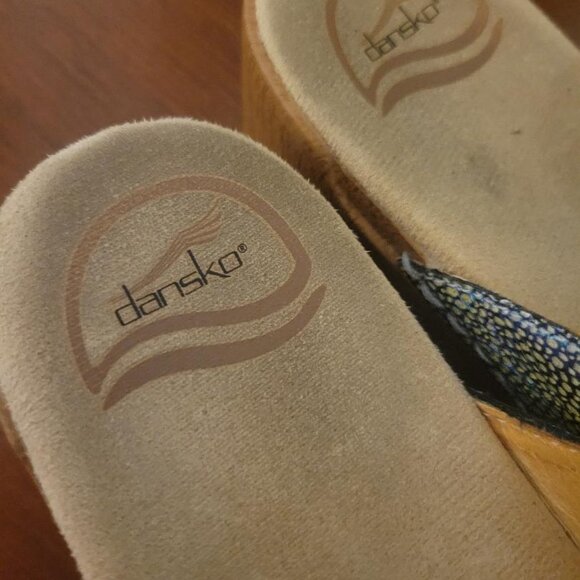 Dansko Womens Clog Sandals Sophie Shagreen In Iridescent Blue Sz 39 (8.5) - Picture 4 of 9